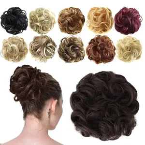 Tp Krullend Chouchou Chignon Haar Broodje Met Rubberen Band Haar Ring Wrap Op Messy Knot Paardenstaarten