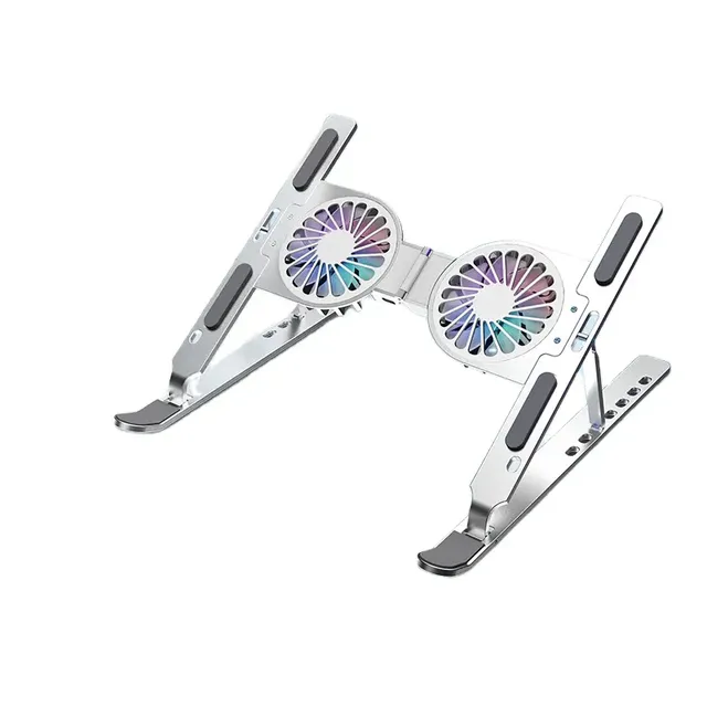 Hot Selling Portable Aluminum Alloy Adjustable Laptop Stand with Cooling Fan RGB Led Light