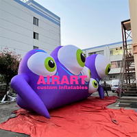 Mascotte gonflable géante démon multi-yeux violet, accessoire monstre d'Halloween pour la décoration de scène extérieure