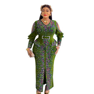 स्ट्रिप्ड अनुक्रमित पोशाक और गर्दन महिला कपड़े शाम कॉकटेल लंबे कपड़े - Product Image 5