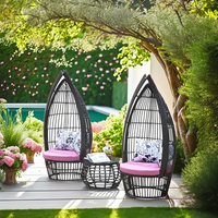 Ensemble de 3 pièces moderne et confortable en aluminium et rotin résistant aux intempéries pour jardin, terrasse et cour, comprenant un canapé et une table de repas