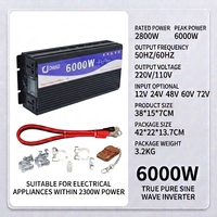 Convertisseur d'énergie solaire à onde sinusoïdale pure 5000W avec écran LCD, double prise DC12V/24V/48V/60V/72V vers AC110V/220V, pour maison, camping-car, hors réseau