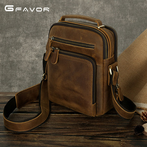 2025 Vintage Cowhide Men Handbag Crazy Horse Leather <strong>Messenger</strong> Crossbody Single <strong>Shoulder</strong> Bag Genuine Leather Sling Bag for Men - Product Image 1