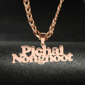 Collana con Pendente in Acciaio Inossidabile Placcato Oro Personalizzabile con Certificazione CE, Catena Cubana NK per Feste - Product Image 3