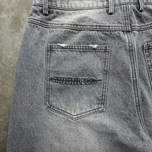 Pantalones <span class=keywords><strong>Vaqueros</strong></span> Personalizados para <span class=keywords><strong>Hombre</strong></span>, Bordados, Negros, Lavados, Estilo Baggy, con Detalle de Cadena y Estilo Urbano - Product Image 4