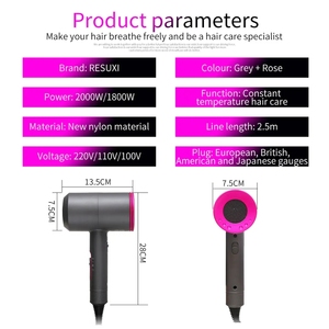 Secador de Pelo Profesional con Forma de Martillo, Iónico Negativo, 2 Velocidades, Aire Frío y Caliente, Portátil, para Uso en Casa y Viajes - Product Image 6