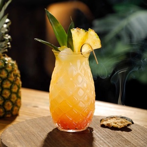 Vasos de Cóctel Creativos con Forma de Piña de 16 oz, Vasos de Cristal con Relieve, Tazas <span class=keywords><strong>Tiki</strong></span> Elegantes para Jugos y Cócteles - Product Image 2