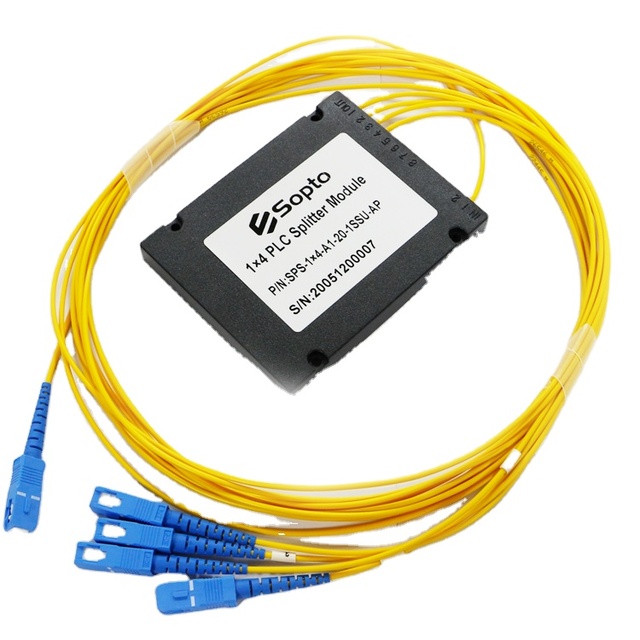 Factory Sale PLC Fiber optic Splitter 1*4 2.0mm SC/UPC G.657.A1 1M Length ABS Cassette PLC Splitter