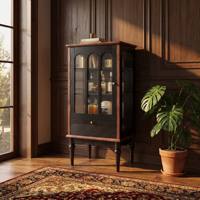 Meuble d'appoint vintage en bois massif de style français avec rangement intégré, esthétique moderne du milieu du siècle, sensation de qualité supérieure, mobilier de maison