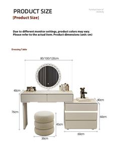 Coiffeuse d'un Bon Rapport Qualité-Prix avec Éclairage d'Ambiance et Rangement Compartimenté, Bureau de Maquillage Adapté aux Petits Espaces, Meuble de Maquillage <span class=keywords><strong>Pratique</strong></span> pour Chambre - Product Image 5