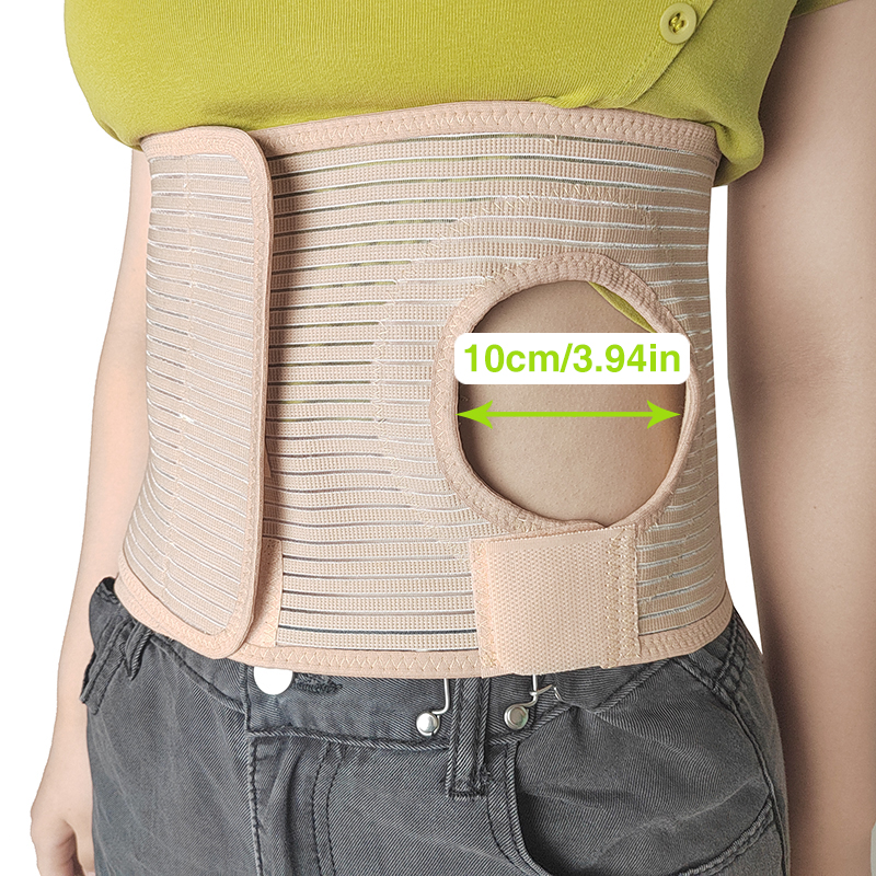 Agujero médico personalizado 10cm diámetro apertura ajustable hernia vientre envoltura abdominal ostomía cinturón de fijación