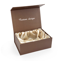 Boîte cadeau personnalisée en carton brun avec pelliculage mat, couvercle magnétique pliable pour perruques et extensions capillaires pour femmes