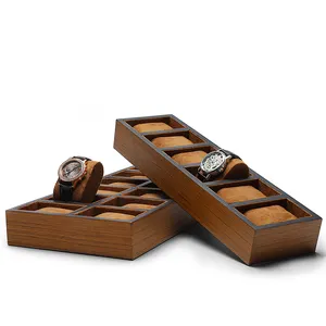 DIGU卸売高級無垢材ダイヤルプレート樹皮木製時計ディスプレイボックス経済的な時計ディスプレイトレイ