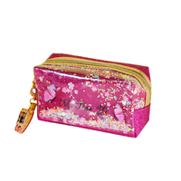 Sac de maquillage en PVC PU, pochette de voyage à fermeture éclair personnalisée, sac à cosmétiques avec Paillette