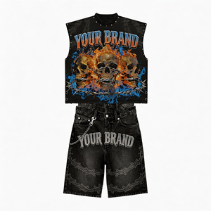 Conjunto de Dos Piezas de Ropa Urbana con Logotipo de Diseño Personalizado, Camiseta y Pantalones Cortos para Hombre, Moda Urbana de Verano, Conjunto de Camiseta para Hombre - Product Image 2