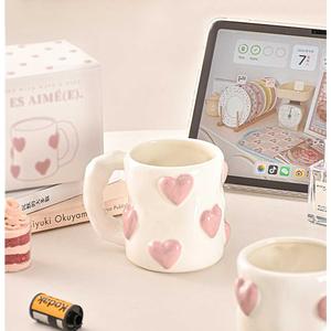 New Model Customized Heart Eco-friendly Stoneware <b>Ceramic</b> <b>Mug</b> Dishwasher & Microwave Safe Reusable Food Safe - Product Image 1