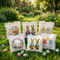 Sac fourre-tout imprimé lapin de Pâques, motif de fête, sac cadeau