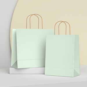 Bolsa de Papel Kraft Verde Reciclable con Logotipo Personalizado, con Asa, para Comida para Llevar, Café, Supermercado y Compras - Product Image 1