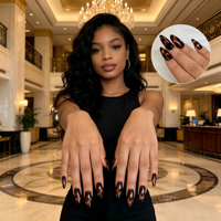 Faux ongles en gel souple à presser, motif écaille de tortue, longs, forme amande, motif ambre, personnalisables avec logo, réutilisables, vente en gros