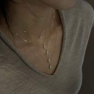 Collier en argent pur S925 avec diamant en forme de poire, luxe haut de gamme, chaîne de clavicule tendance, unique, niche, léger, superposé - Product Image 4