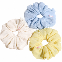 Daou 17cm Chouchous plissés surdimensionnés couleur unie personnalisés, Chouchous élégants faits à la main très élastiques pour femmes