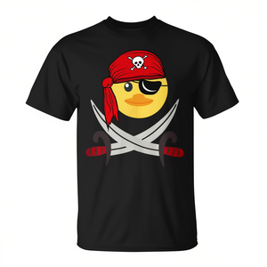 Camiseta de pato pirata con parche en el ojo y espadas, diseño novedoso y divertido para adultos - Product Image 2