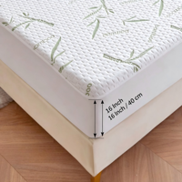 Protège-matelas en fibre de bambou certifié OEKO-TEX, drap-housse imperméable à poches profondes de 16 pouces, vente en gros pour la maison et l'hôtellerie