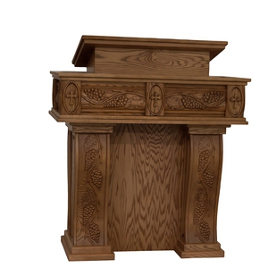 Pupitre d'église <span class=keywords><strong>en</strong></span> <span class=keywords><strong>bois</strong></span> avec sculptures complexes, fabrication professionnelle pour les églises missionnaires - Product Image 6
