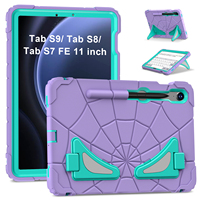 Étui antichoc robuste pour Samsung Tab S10 Lite, S10 FE, S9 FE, S9, 11 pouces, avec support pliable, bandoulière et porte-stylet, motif Anime pour enfants