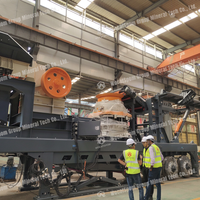 Concasseur à mâchoires mobile sur pneus 200t/h pour minerai et roches, avec certification CE et ISO, service après-vente inclus