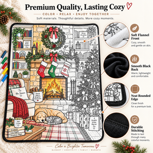 Couverture de Noël personnalisable à colorier soi-même, rectangulaire, en polyester et coton, réutilisable, lavable, pour la peinture en famille - Product Image 5