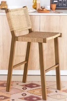 Tabouret haut populaire à prix d'usine, style moderne en rotin, tabouret de cuisine, de salle à manger, de restaurant, de bar en bois