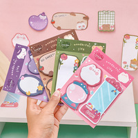 2026 Memo Pad Kombinasi Kartun Lucu Kreatif dengan Lem Perekat untuk Pelajar dan Anak-anak Alat Tulis 60 Lembar/kartu