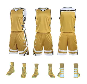 사용자 정의 승화 인쇄 일본 농구 저지 유니폼 디자인 노란색