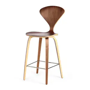 Moderna madeira compensada nogueira madeira Cherner Counter bar Stool cadeira