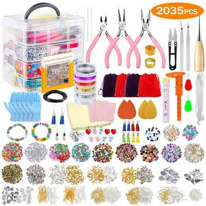 <span class=keywords><strong>Kit</strong></span> de fabrication de <span class=keywords><strong>bijoux</strong></span> avec outils, fournitures, perles, fils, breloques <span class=keywords><strong>pour</strong></span> adultes, adolescents, enfants, filles, colliers, bracelets, boucles d'oreilles, pendentifs - Product Image 1