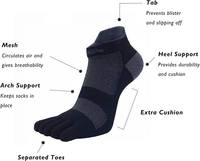 Chaussettes de course à la cheville à cinq orteils et orteils à cinq doigts