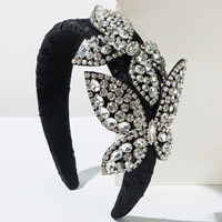Bandeau en tissu imprimé éponge de mode coréenne Accessoires pour cheveux de haute qualité Luxueux Full Of Diamond butterfly Hairhoops