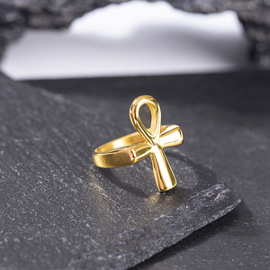 แหวนอังค์ สำหรับผู้ชาย/ผู้หญิง แหวนสแตนเลสสตีล ลายกางเขนอียิปต์ กุญแจแห่งแม่น้ำไนล์ แหวนคลาสสิก แอฟริกา อียิปต์ เครื่องประดับคู่รัก แหวนวาเลนไทน์ ของขวัญ - Product Image 4