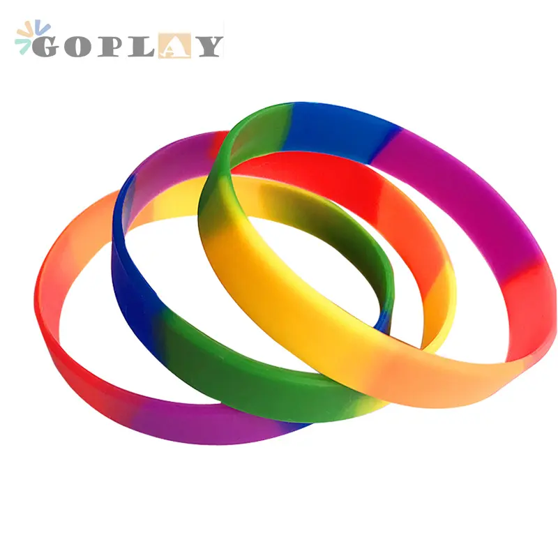 Pride Rubber Regenboog Aangepaste Festival Feest Plastic Regenboog Siliconen Armband Rubberen Polsbandjes Gepersonaliseerd Voor Lgbt Evenementen