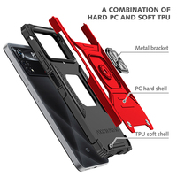 Étui de protection antichoc en TPU+PC magnétique pour téléphones portables Xiaomi Poco X5 X4 X3 F5 Pro, coque arrière avec support d'anneau