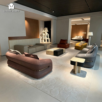 Ensemble de canapés de luxe en cuir véritable italien moderne pour salon, fabriqué à Foshan, avec table basse