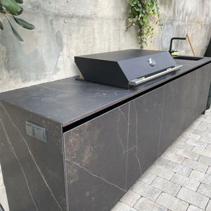 מטבח חוץ עם מבער צדדי, גריל ברביקיו וארונות אלומיניום - אי מודולרי לפטיו רב תכליתי ומחסן מטבח חוץ - Product Image 1