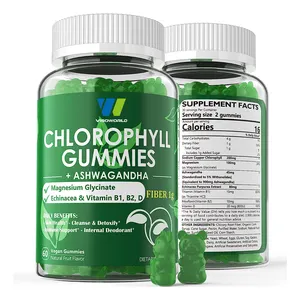 Chlorophyll Gummies Ashwagandha Magnesium Glycinate Vitamin D B2 Energi Meningkatkan Kualitas pencernaan sistem kulit sehat