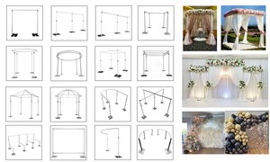 عدة أنابيب مزدوجة متقاطعة وستارة ، حامل خلفية قابل للتعديل للخدمة الشاقة ، حامل خلفية ، ديكور حفلات الزفاف ، أنبوب وستارة - Product Image 5