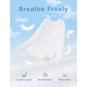 Camiseta Deportiva de Manga Larga para Mujer, Protección Solar UPF 50, Ropa Deportiva para Senderismo y Gimnasio, Blanca, Talla S - Product Image 3