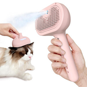 New Dog Cat Stainless Steel ABS <b>Battery</b> Powered 3 in 1 Portable Electric Spray Steam Pet Hair Removal Brush for Small Animals - Product Image 1