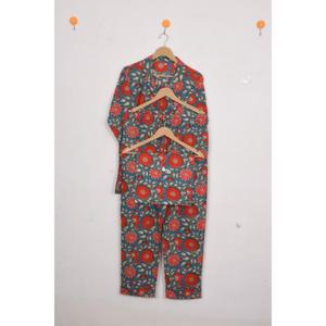 Ensemble de pyjama en coton uni pour femmes, vêtements de nuit à boutons, doux et respirant, vêtements de nuit à manches longues, ensemble de détente été automne fait à la main - Product Image 2