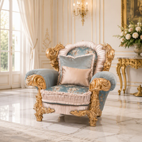 Ensemble de canapés de luxe européens avec cadre sculpté orné, couleurs personnalisables, rembourrage classique pour salon, intérieur de villa