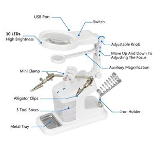 Loupe LED de bureau multifonctionnelle 3 en 1 de <span class=keywords><strong>troisième</strong></span> <span class=keywords><strong>main</strong></span> avec USB pour la réparation de composants électroniques - Product Image 5